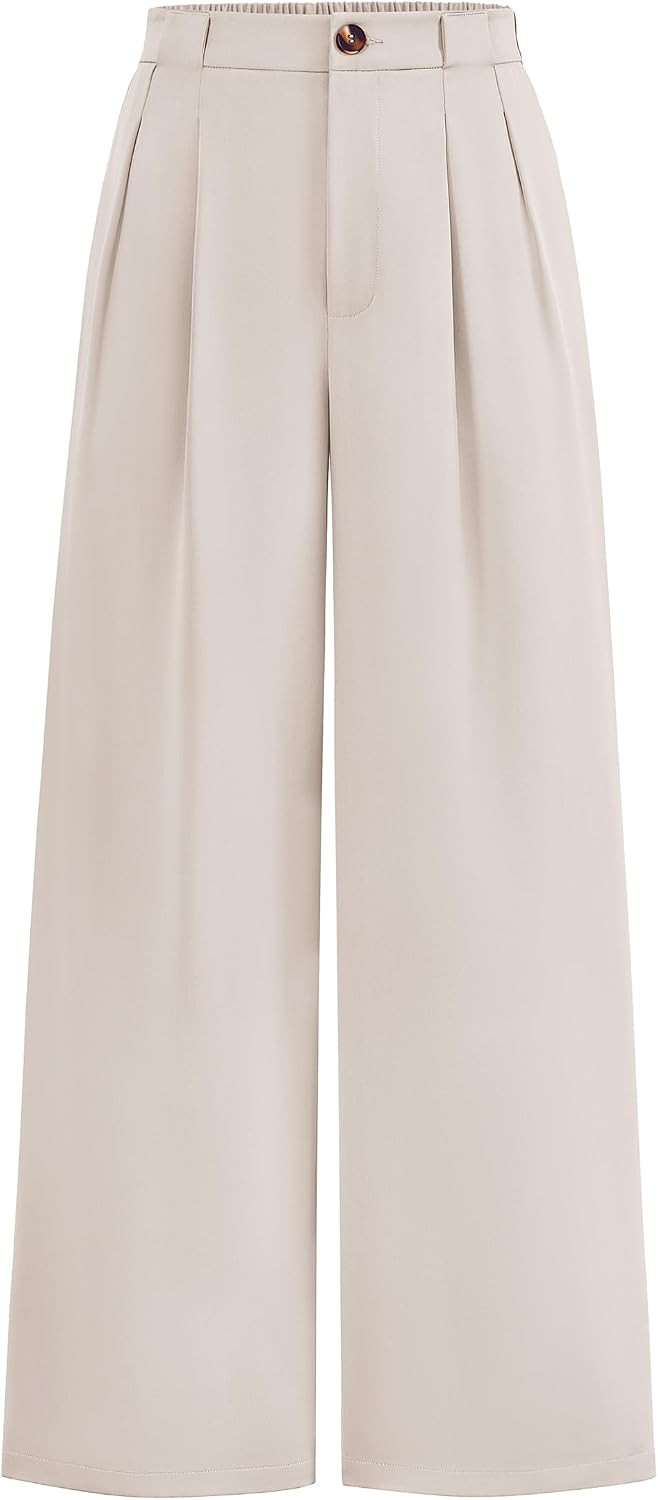 KIRUNDO Wide Leg Pants for Women 2026 Dressy High Waisted Button Trousers | Amazon (US)