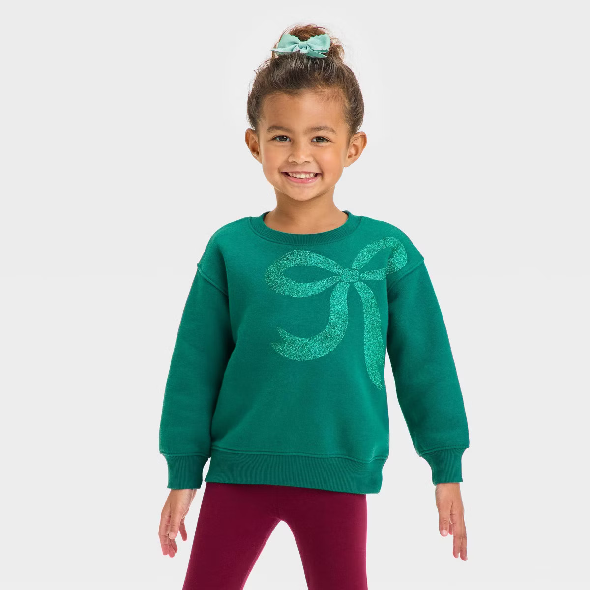 Toddler Girls' Christmas Fleece Sweatshirt - Cat & Jack™ Dark Red 4T | Target