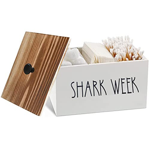 Tampon Holder for Bathroom, Farmhouse Pad Orgainzier Container, Rustic Wood Bathroom Storage Bin with Lid, Movable Partition Feminine Product Organizer, Tampon Storage Container for Bathroom(Stay-A) | Amazon (US)