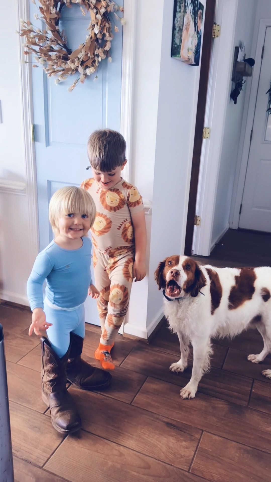 And it just doesn’t get much cuter than your babies 👶🏼 runnin’ around the house 🏡 in daddy’s cowboy 🤠 boots 🥾 hehe 🤭 - oh these are the days!!! 🩵
