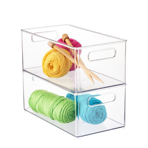 iDesign Clear Linus Deep Stackable Plastic Bin | The Container Store
