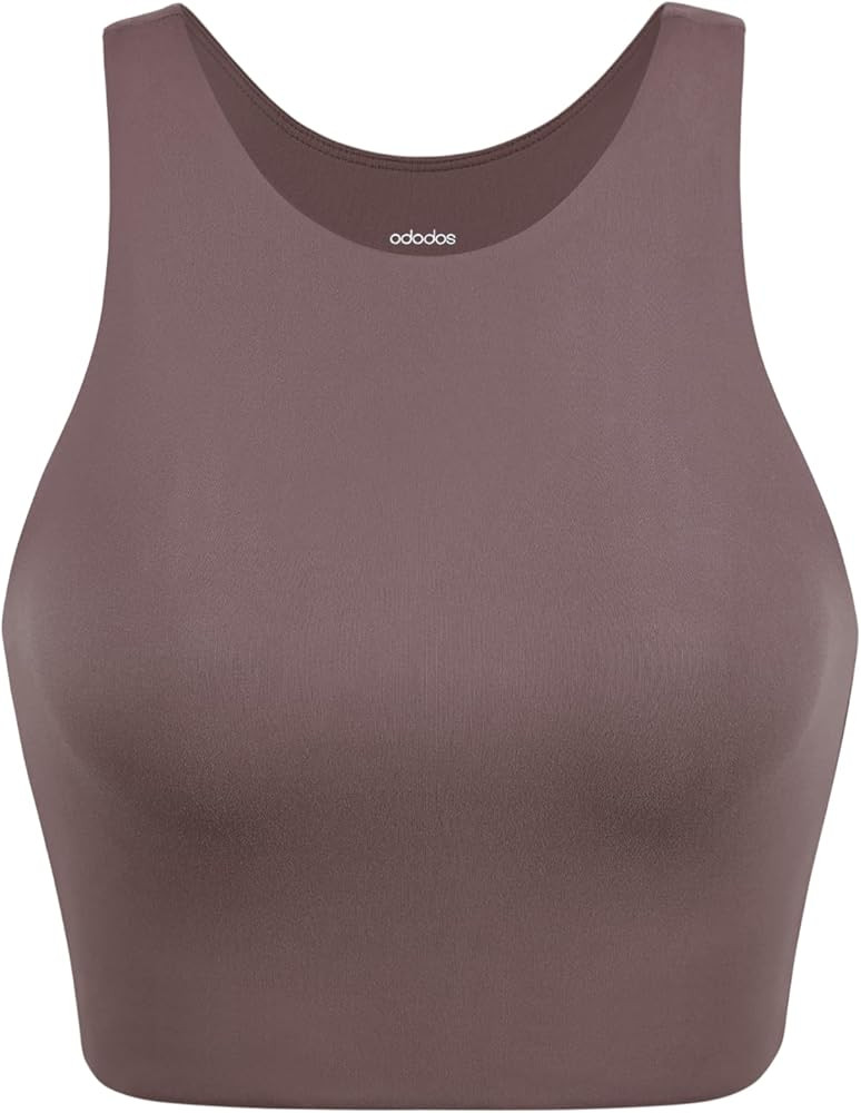ODODOS Racerback Tank Bra for Women High Neck Non Padded Medium Support Sports Bra Workout Yoga C... | Amazon (US)