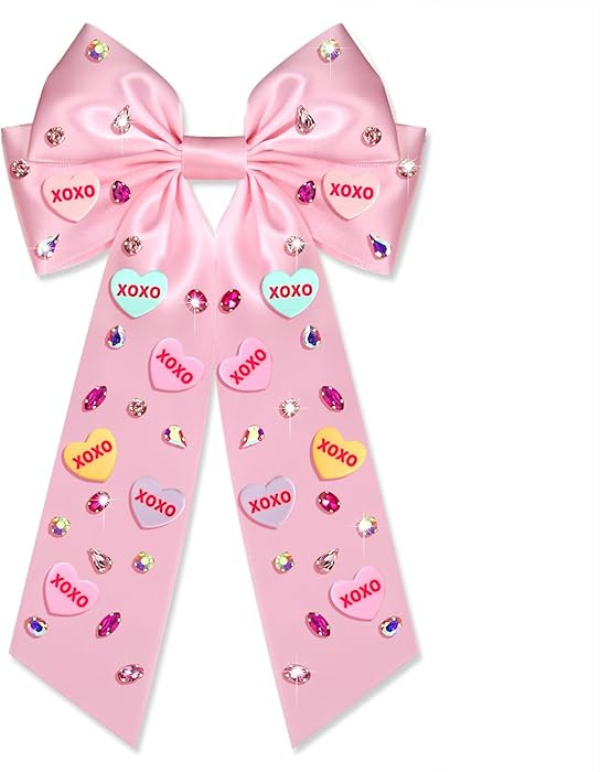 Valentine’s Day Hair Bows for Women Conversation Heart Hair Bow Clips Jeweled LOVE XOXO Hair Bo... | Amazon (US)