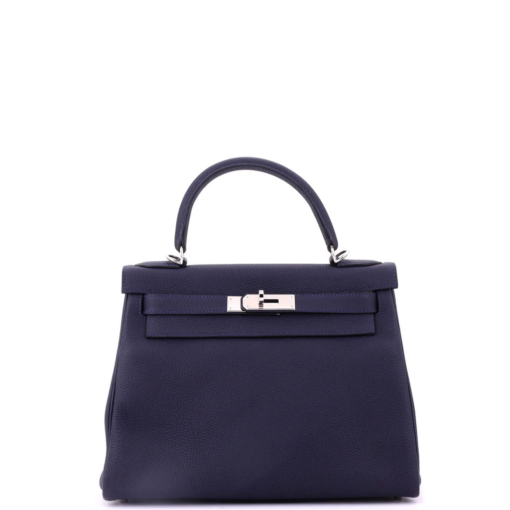 Kelly Handbag Bleu Nuit Togo with Palladium Hardware 28 | Rebag
