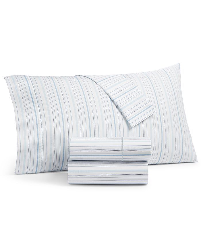 Martha Stewart Collection Printed Egyptian Cotton Percale 400 Thread Count 3 Pc. Sheet Set, Twin,... | Macys (US)