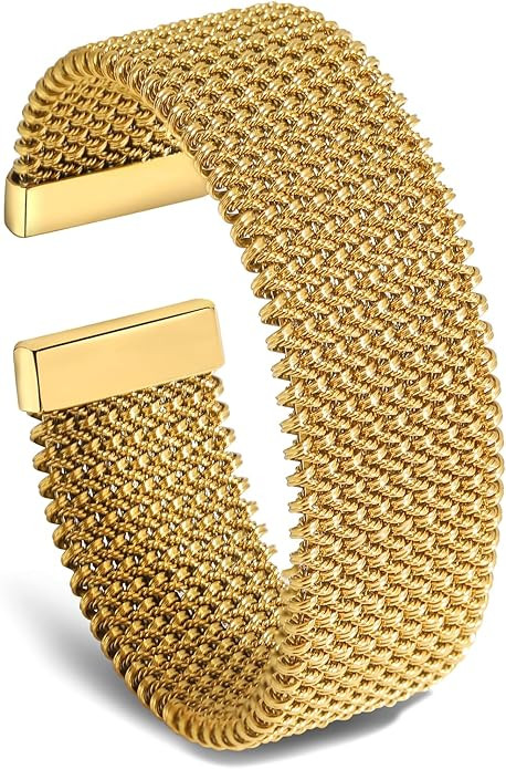 hotoo Gold Open Cuff Bangles Wide Woven Bracelets For Women Stainless Steel Stackable Jewelry For... | Amazon (US)