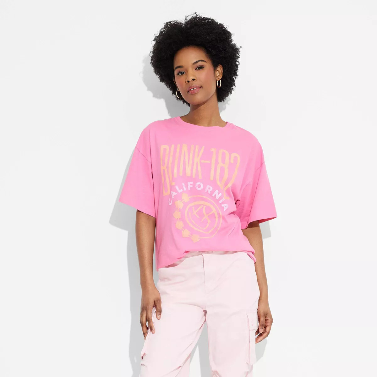 Women's Blink 182 Oversized Short Sleeve Graphic T-Shirt - Pink | Target