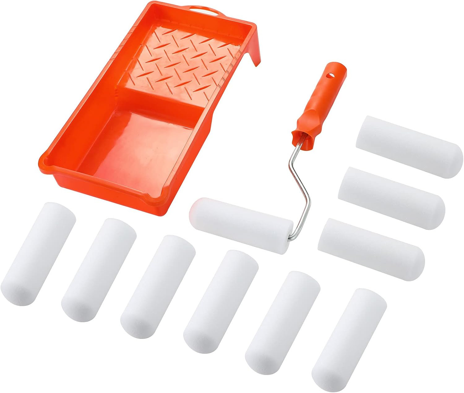 Foam Paint Roller Set-4" Paint Roller with 10 High-Density Foam Covers,Roller Frame,Paint Tray,Sp... | Amazon (US)