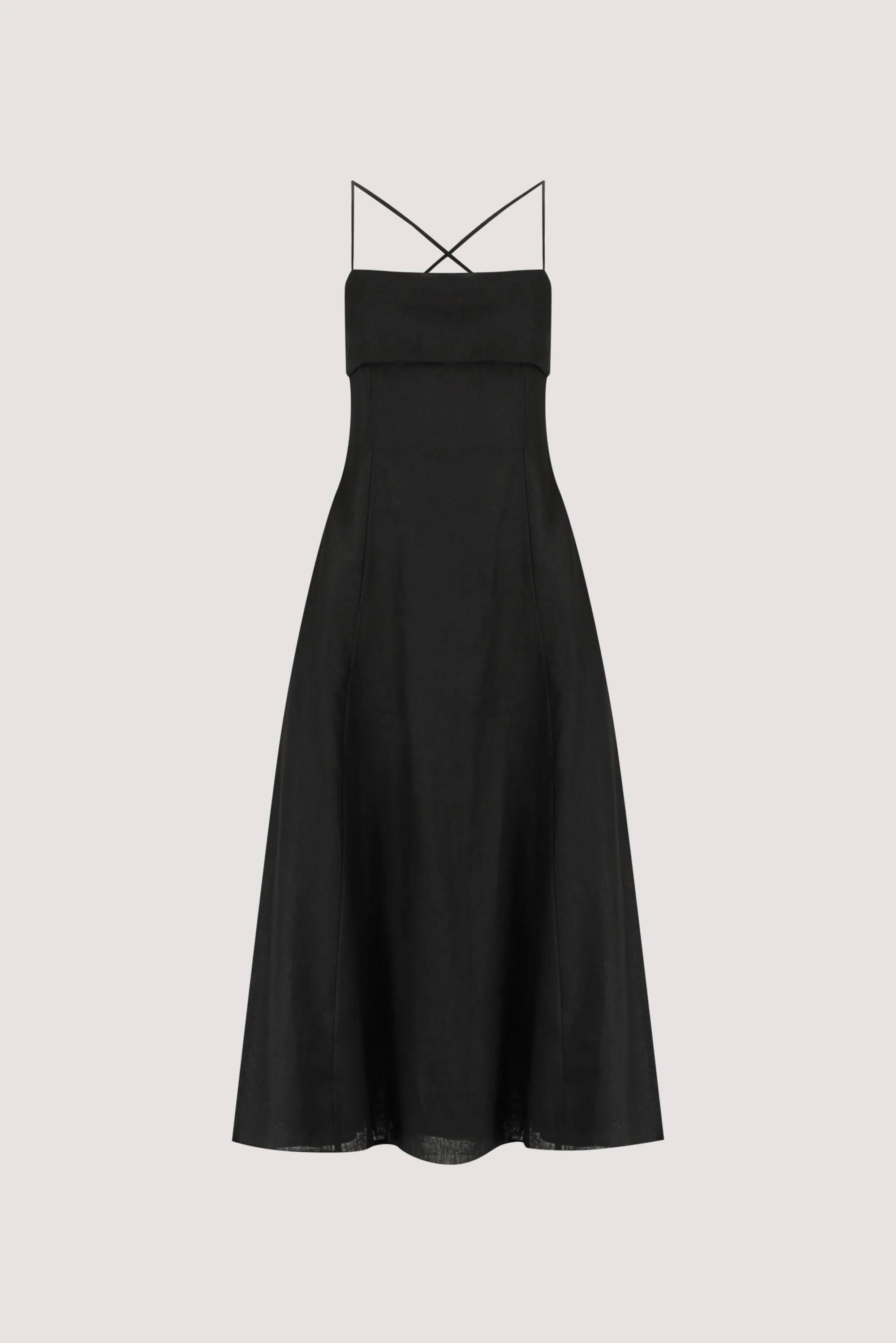 DANIELLA BLACK LINEN TIE BACK DRESS | DISSH