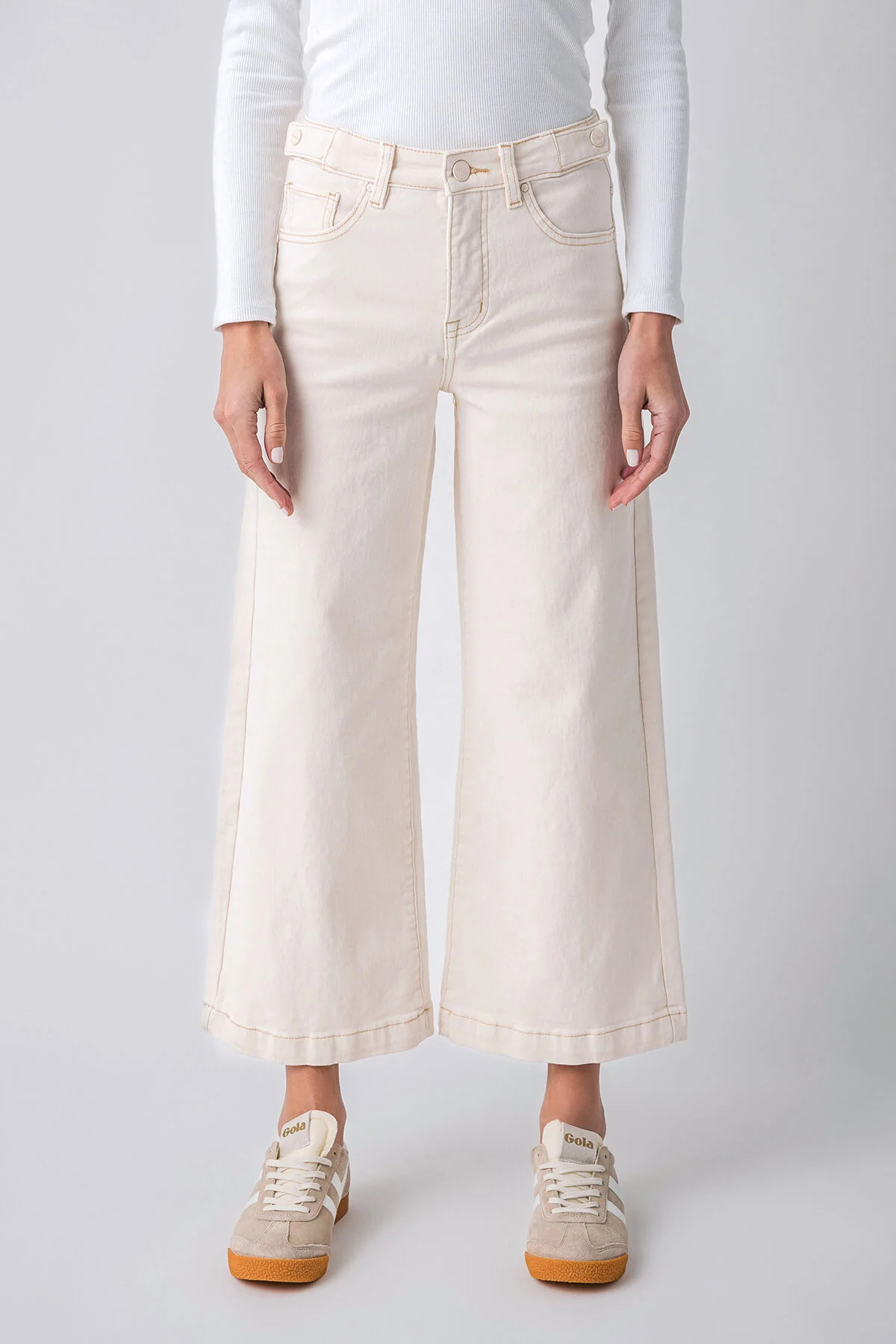 Risen Isla TC High Rise Adjustable WB Crop Wide Leg Pants | Social Threads