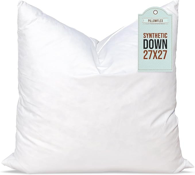 Pillowflex Synthetic Down Pillow Insert - 27x27 Down Alternative Pillow, Ultra Soft Body Pillow, ... | Amazon (US)