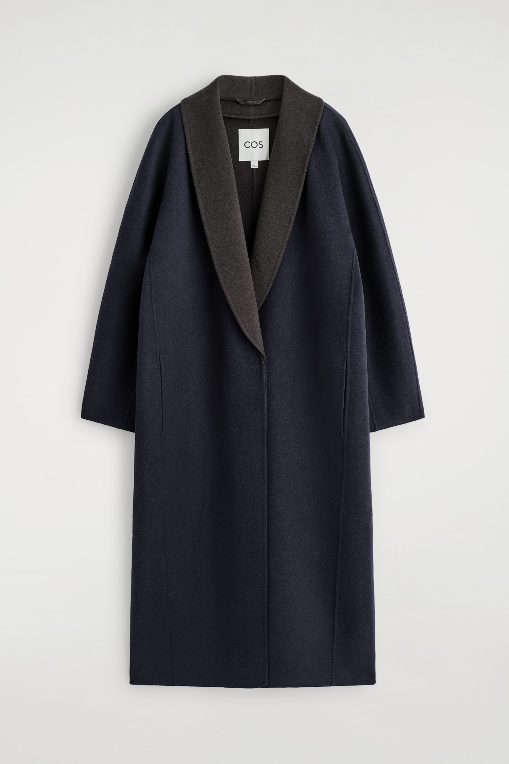 DOUBLE-FACED WOOL SHAWL-COLLAR COAT - NAVY / BROWN | COS GB | COS UK