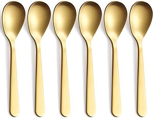 FULLYWARE Matte Gold Demitasse Espresso Spoons, Stainless Steel Satin Finish Coffee Spoons, Mini ... | Amazon (US)