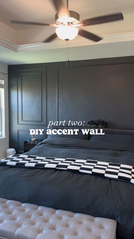 my DIY accent wall ♠️⬛️ 

accent wall, black accent wall, crown molding wall, DIY project, DIY accent wall, home improvement, organized home, living room, bedroom decor 

#LTKVideo #LTKhome #LTKHoliday