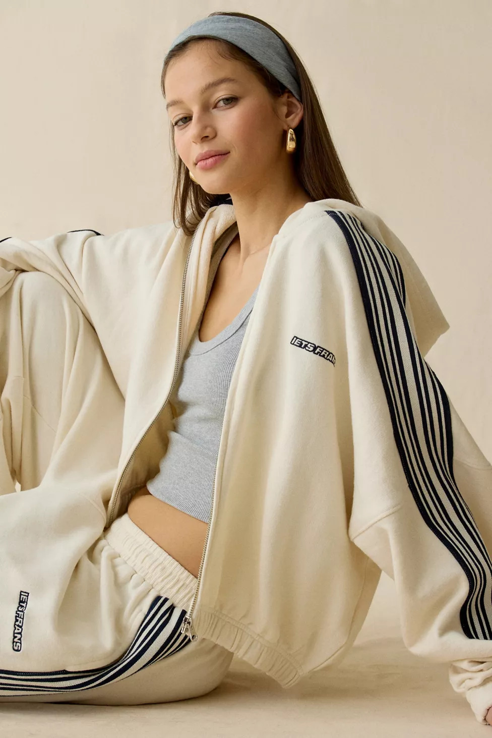 iets frans\u2026 Harri Piped Bubble Hem Zip-Up Hoodie Sweatshirt | Urban Outfitters (US and RoW)