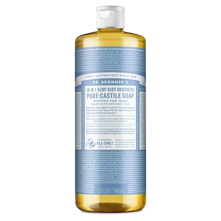 Dr. Bronner's Pure-Castile Liquid Soap – Baby – 32 oz - Walmart.com | Walmart (US)