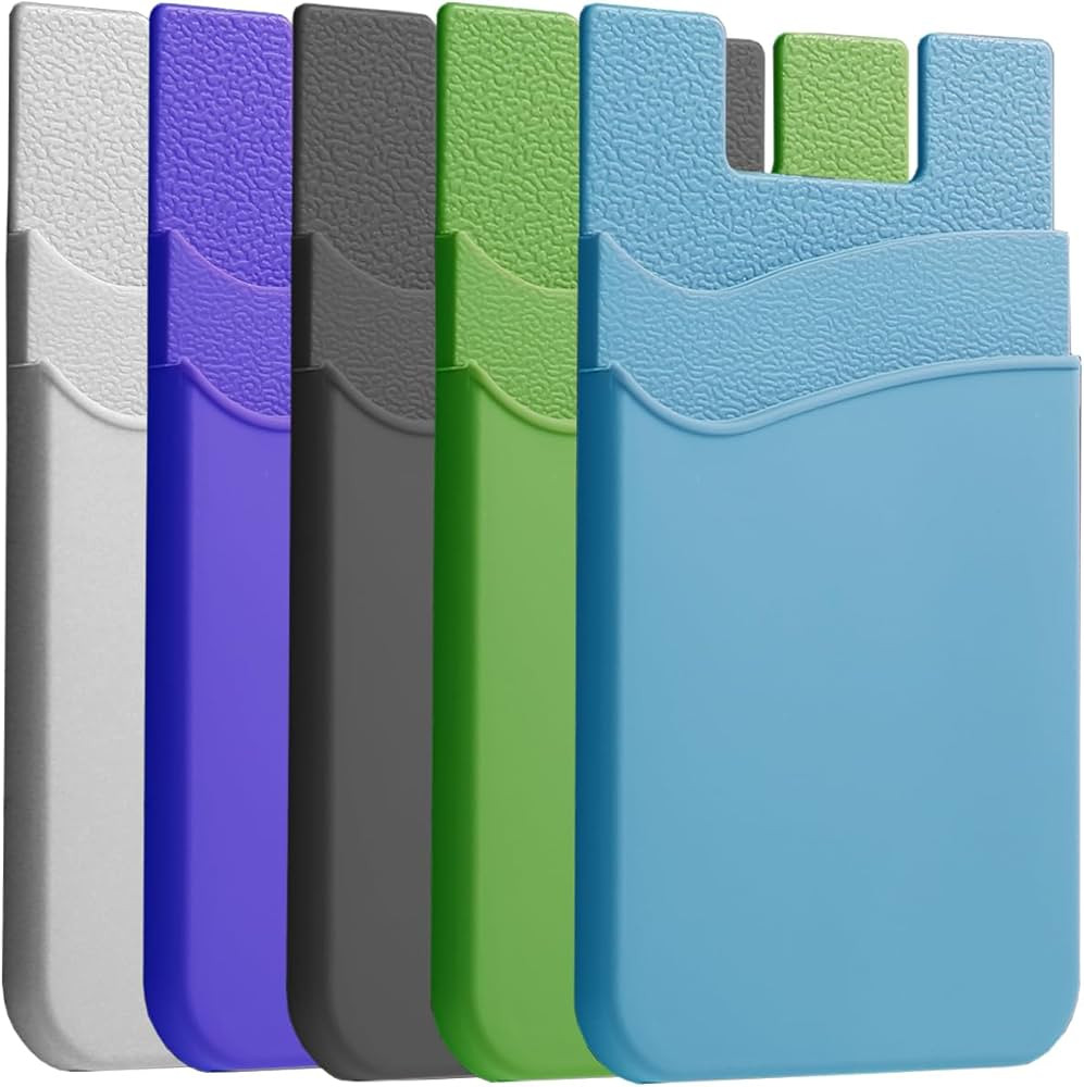 BIAJIYA Card Holder for Back of Phone, Pouch Silicone Wallet Sleeve Pocket Stick-on ID Credit Car... | Amazon (US)