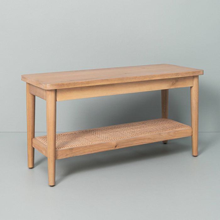 Wood &#38; Cane Bench Natural - Hearth &#38; Hand&#8482; with Magnolia | Target