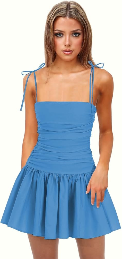 Chiffon Homecoming Dresses for Teens Spaghetti Straps Cocktail Gown Corset Short Prom Dress | Amazon (US)