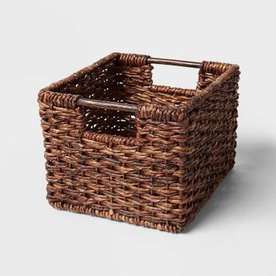 Small Woven Abaca Crate - Brightroom™: Handwoven Decorative Basket, Lacquered Brown, Fits 11" C... | Target