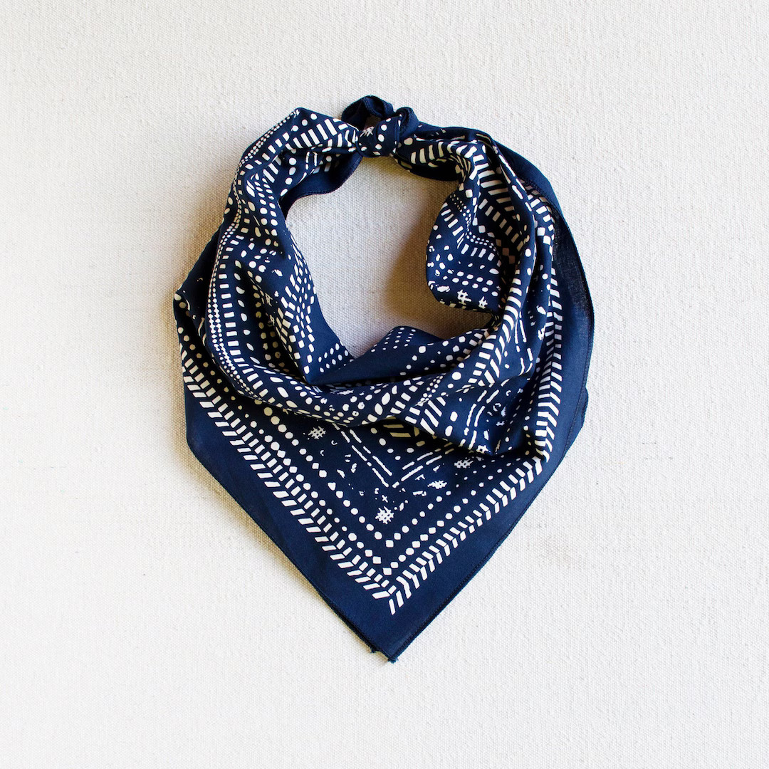 Navy Bandana, Modern Halftone Print, 100 % Cotton and Made in USA, Chef Accessory, Bandanas for W... | Etsy (US)