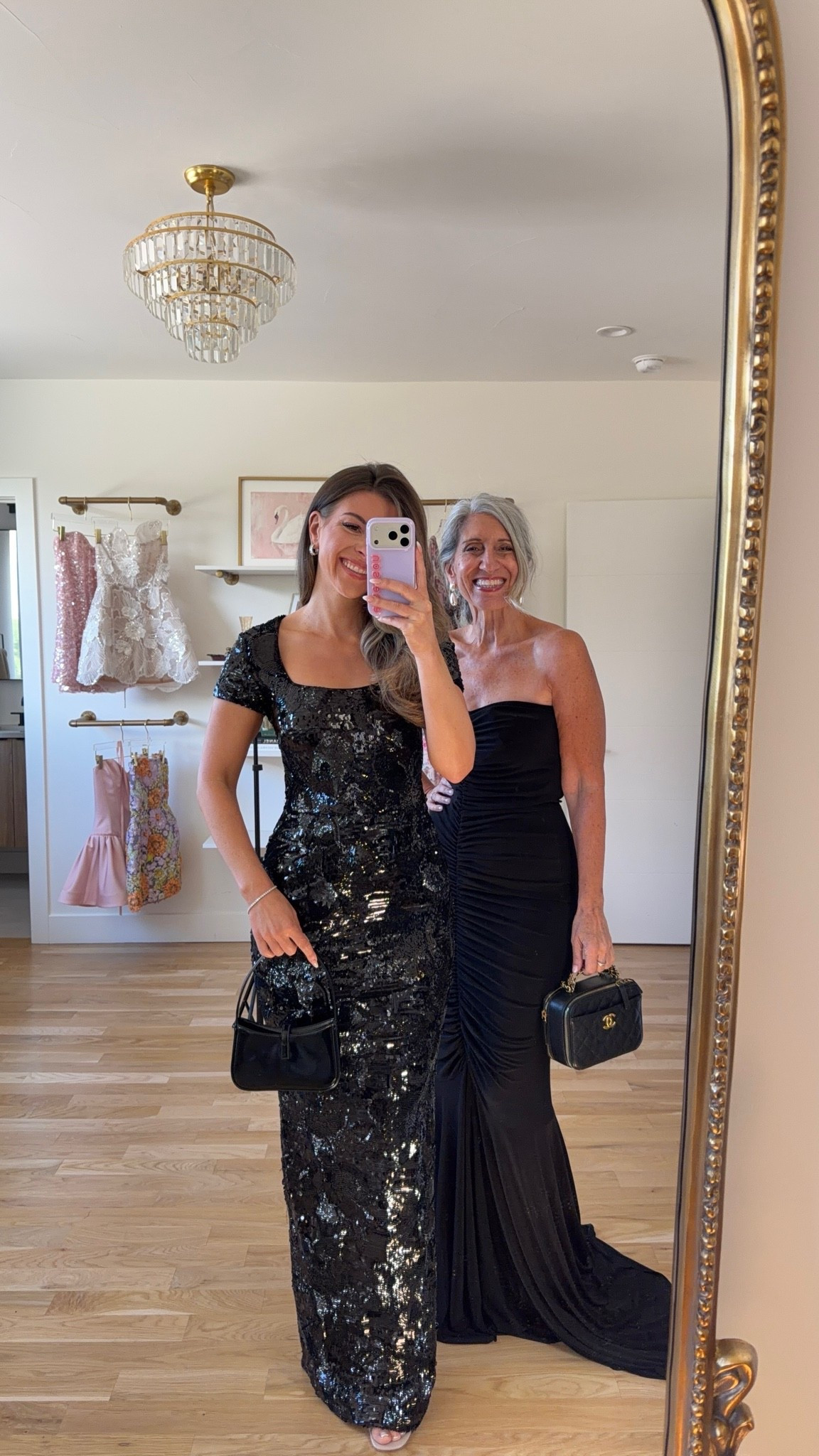 black short-sleeve sequin gown with a square neckline and floral pattern, black strapless gown with ruching down the front and a small train mom and me formal wedding guest and mother of the bride dresses 💍

revolve code: tulip
vivrelle code: emerson20 
electric picks code: emerson20

I’m 5’4” and wear a size small/2 

mom is 5’4” and wears a medium/6

fall wedding guest dresses, wedding guest dresses, cocktail dresses, semi-formal dresses, black tie wedding guest dresses, destination wedding guest dresses, garden party dresses, wedding guest outfit ideas, mom & me outfits, mom & me dresses, matching outfits, mother daughter outfits, family photo outfits, wedding guest dresses, mother of the bride, mother of the groom, wedding guest outfit ideas

#LTKSeasonal #LTKWedding #LTKgrwm