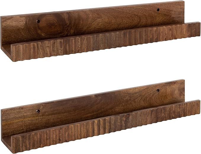 Kate and Laurel Furrow Modern Wood Photo Display Ledges, Set of 2, 24 Inches, Walnut Brown, Scall... | Amazon (US)