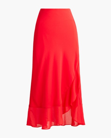 Red Ruffle wrap midi skirt 

#LTKSeasonal #LTKSaleAlert
