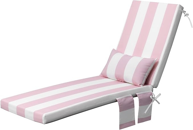 Outdoor Chaise Lounge Cushion 80 x 23 Inches with Head Pillow and Side Pockets, Water Repellent &... | Amazon (US)