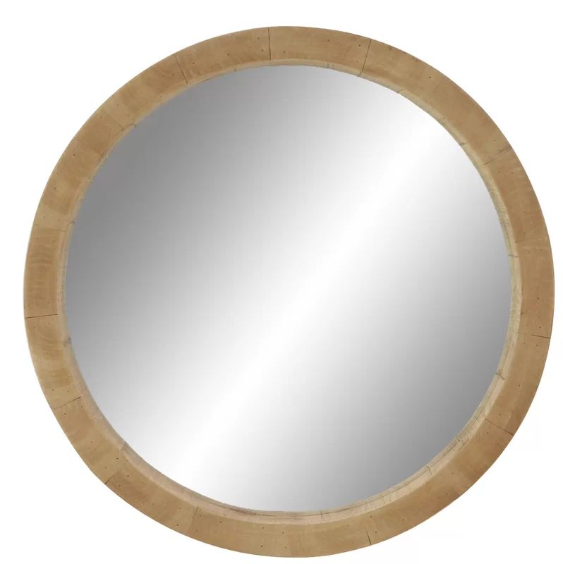 Alper 24" Rustic Wooden Round Accent Mirror | Wayfair North America