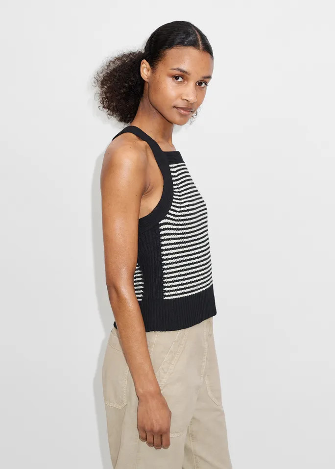 Cotton Stripe Knit Vest | ME + EM