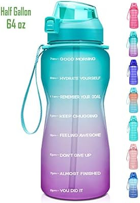 Fidus Large Half Gallon/64oz Motivational Water Bottle with Time Marker & Straw,Leakproof Tritan ... | Amazon (US)