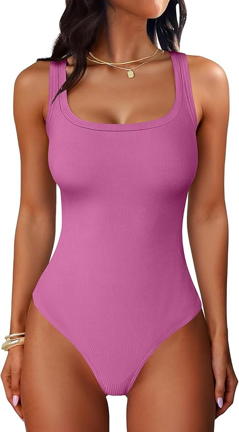 ANRABESS Bodysuits for Women, Soft Cozy Ribbed Knit, Scoop Neck Sleeveless Tank Top, Versatile fo... | Amazon (US)