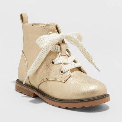 Toddler Girls' Giovanna Lace-Up Combat Boots - Cat & Jack™ Gold | Target