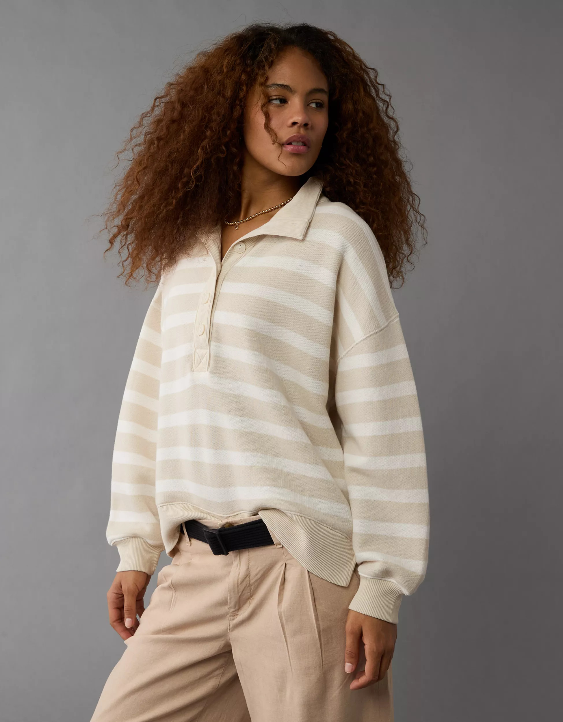 AE Big Hug Henley Sweatshirt | American Eagle Outfitters (US & CA)