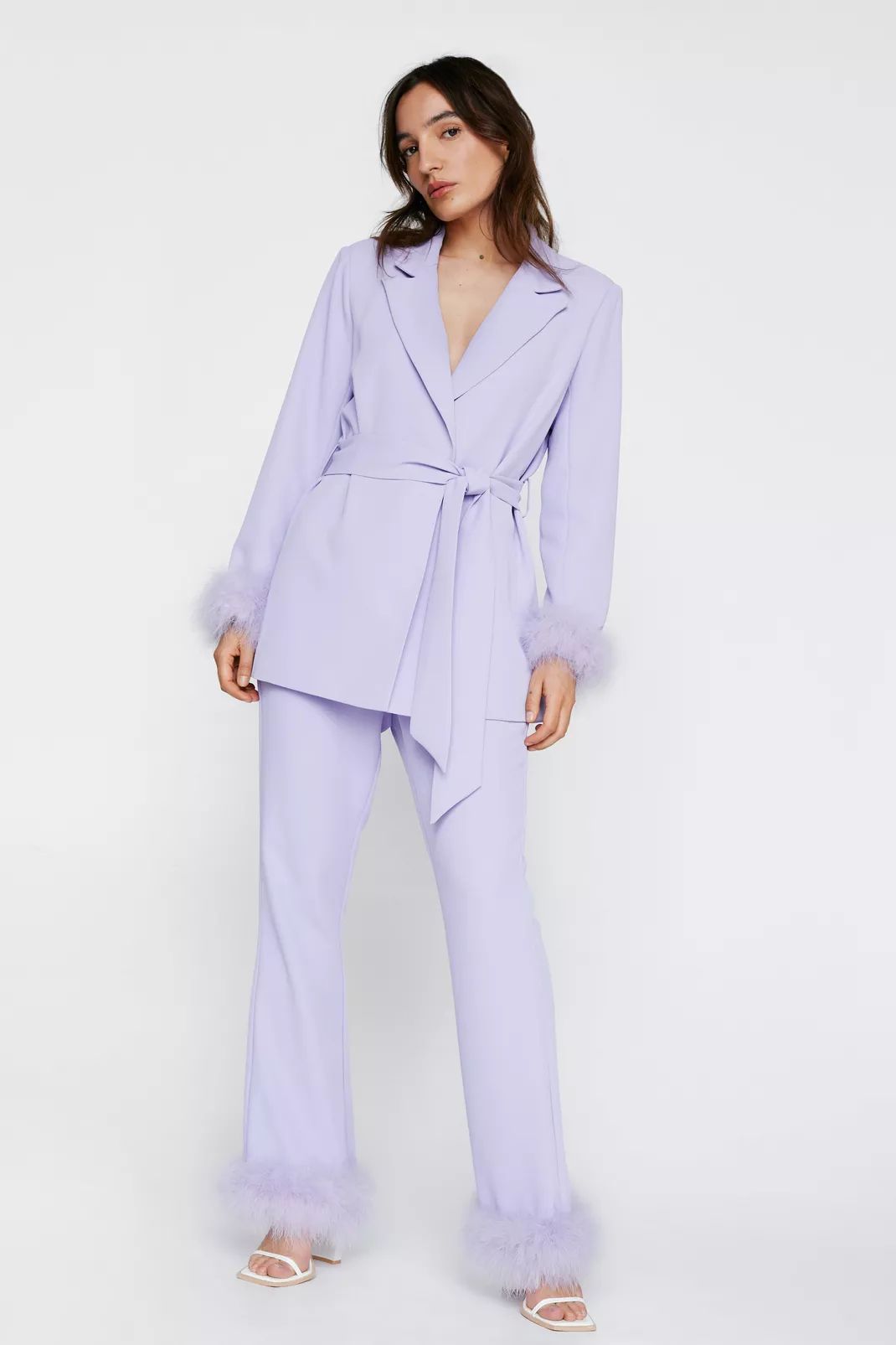 Petite Feather Hem Flared Co Ord Trouser | NastyGal (UK, IE)
