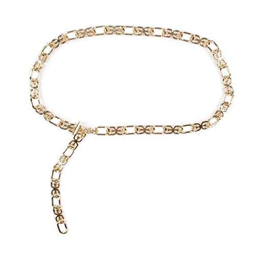 Sam Edelman Women's Fully Adjustable Double-E Logo Chain Link Dress Belt, Gold, Large | Amazon (US)