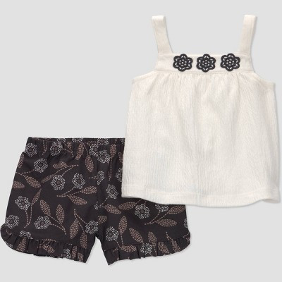 Carter's Just One You® Baby Girls' 2pc Floral T-Shirt and Shorts Set - Black 24M | Target