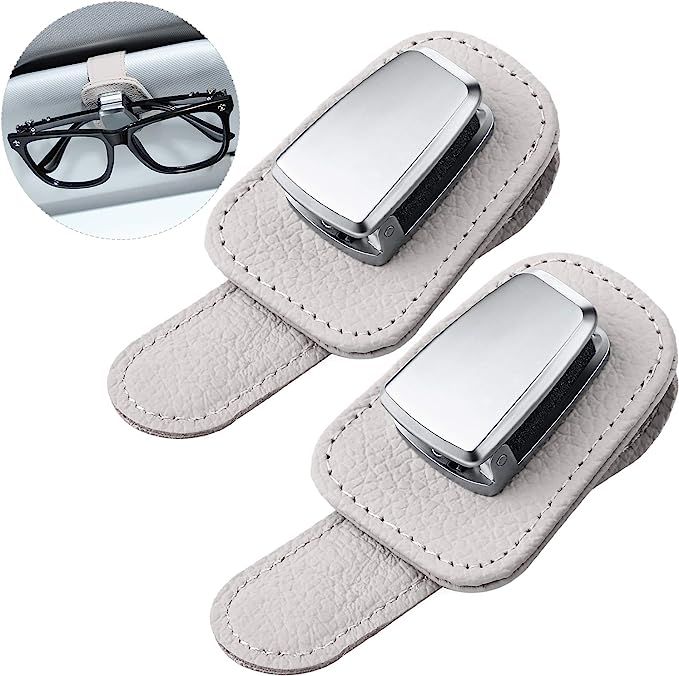 2 Packs Car Glasses Holder Universal Car Visor Sunglasses Holder Clip Leather Eyeglasses Hanger a... | Amazon (US)