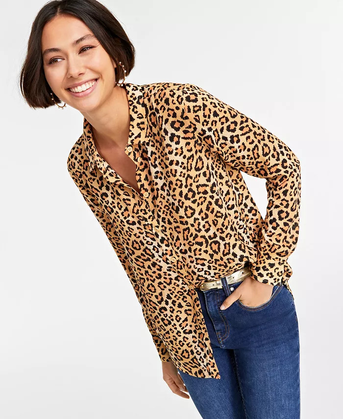 Women's Button-Front Crepe Shirt, Created for Macy's | Macy's