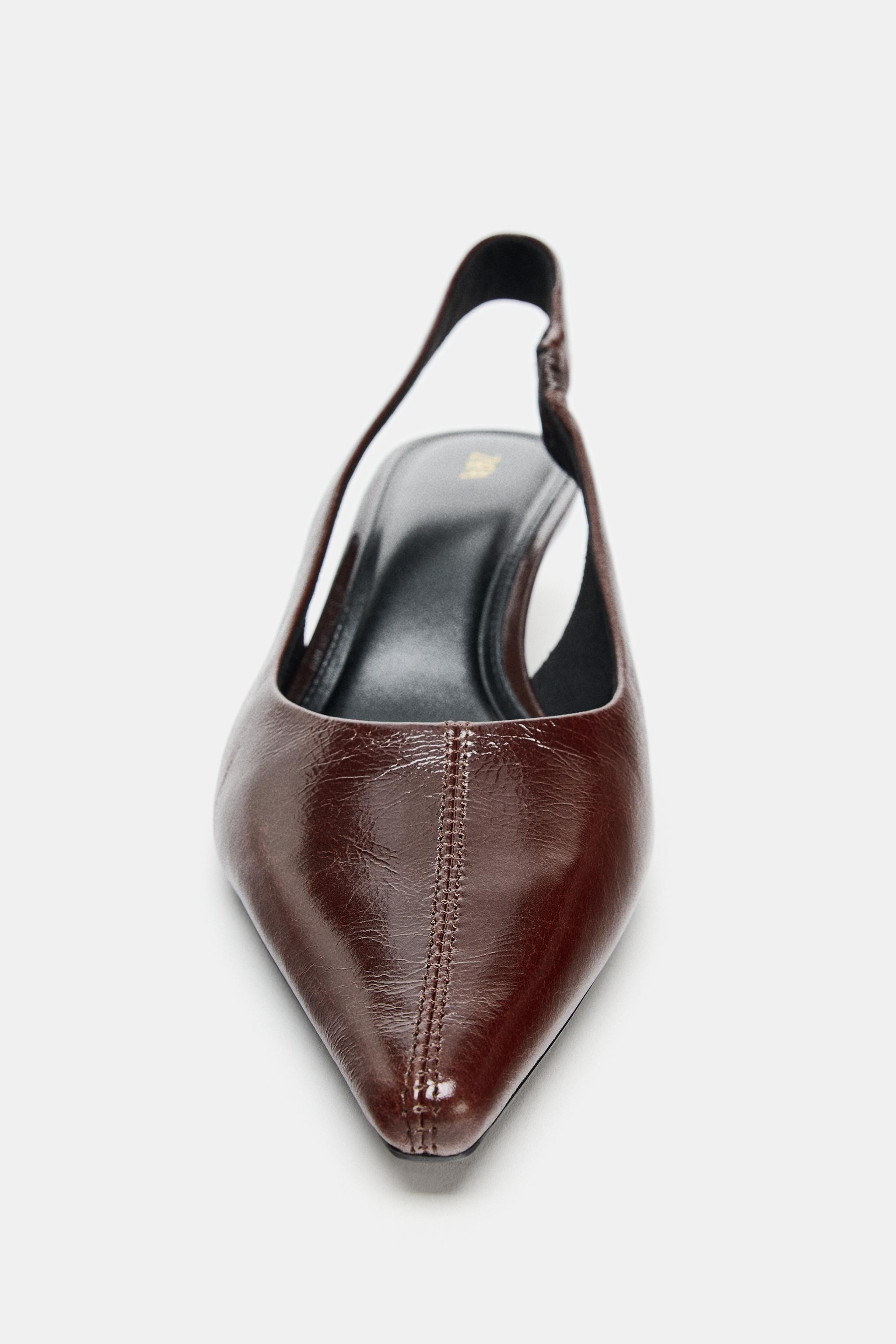 LEATHER SLINGBACK HEELS | Zara US