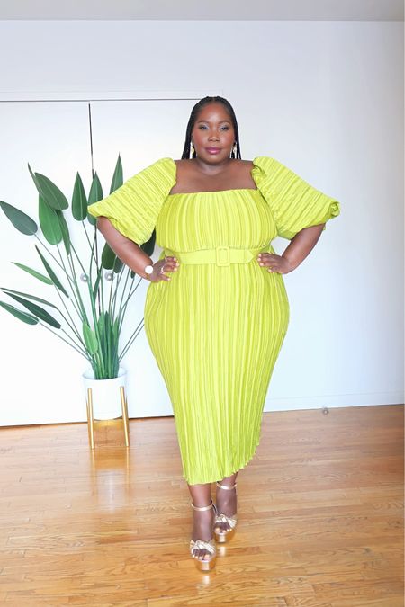 This pleated puff shoulder plus size spring dress is simply gorgeous and perfect for a special occasion. It also comes in black. 

#LTKplussize #LTKmidsize #LTKover40