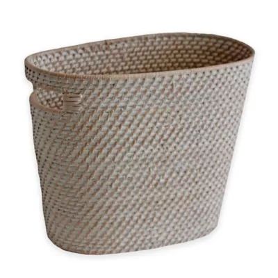 Biscayne Rattan Wastebasket in Whitewash | Bed Bath & Beyond | Bed Bath & Beyond