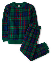 Kids Matching Family Tartan Plaid Microfleece Pajamas - red | The Children's Place