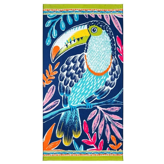 Better Homes & Gardens Cotton Blend Blend Beach Towel, 72 x 38 in, Toucan Reverse Print | Walmart (US)
