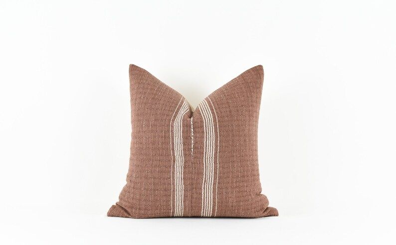 Teracotta White Stripe Thai Cotton Pillow Cover | Etsy | Etsy (US)