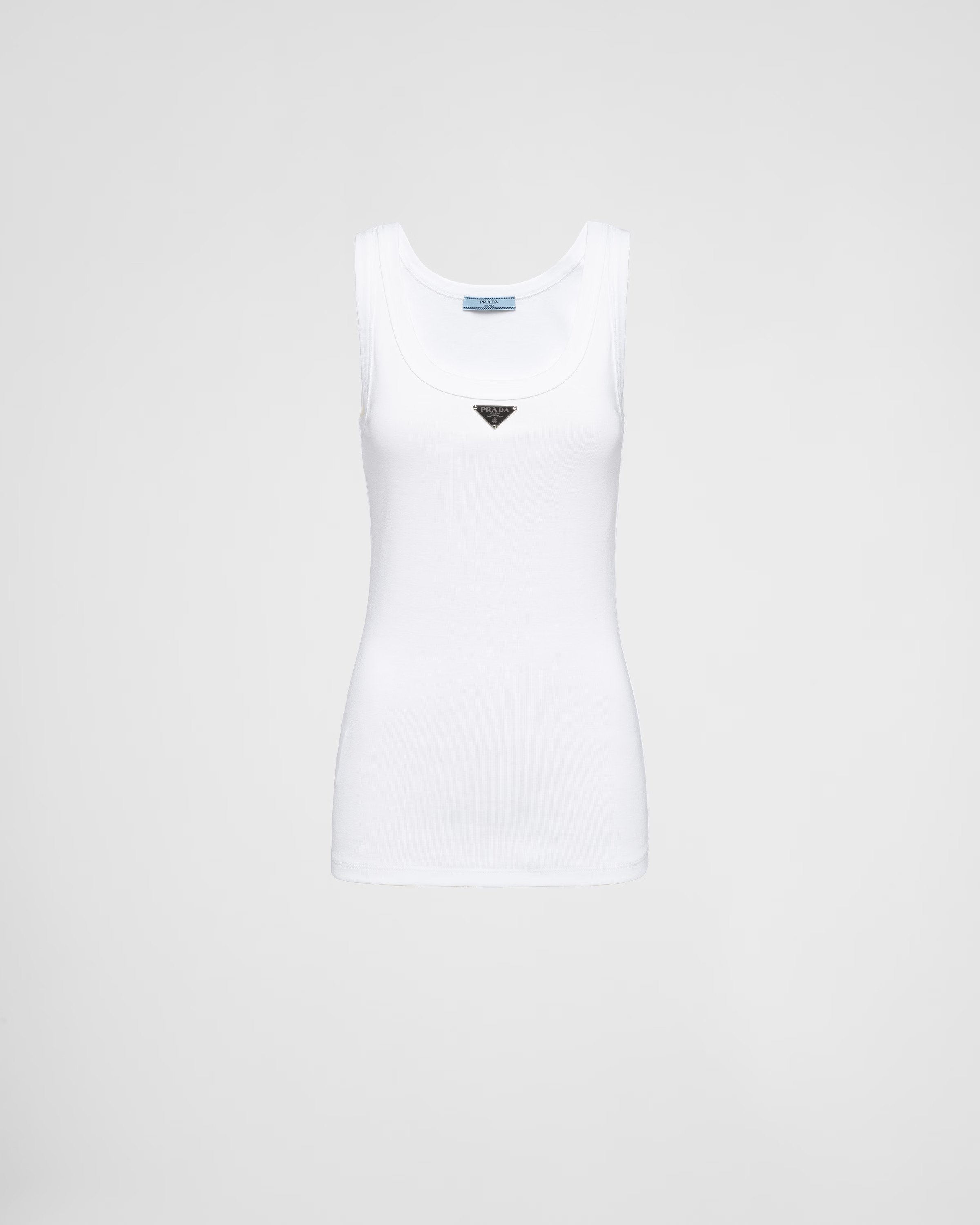Ribbed knit jersey tank top | Prada US