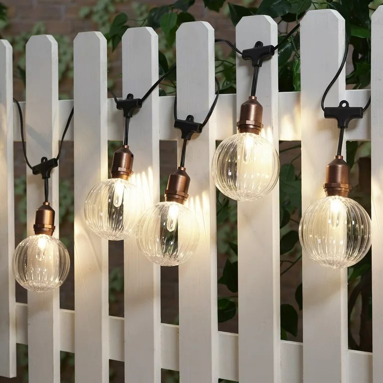 Better Homes & Gardens 10-Count Warm White LED Ribbed Outdoor String Lights | Walmart (US)