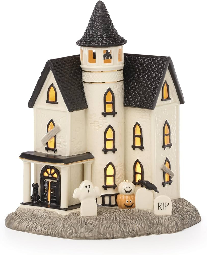 Lenox Vintage Halloween Light-Up Manor Figurine, 8.25-Inch, Porcelain Haunted House, Halloween De... | Amazon (US)
