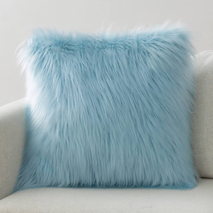 Phantoscope Faux Fur Solid Decorative Pillow Cover Fluffy Throw Pillow Mongolian Luxury Fuzzy Pil... | Amazon (US)